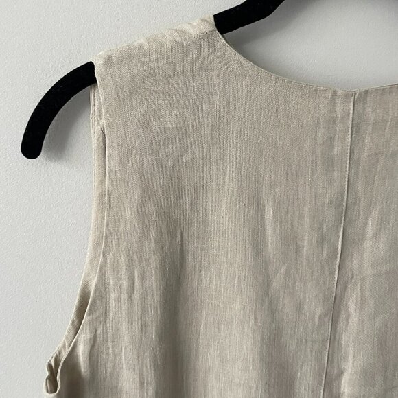 Sarah Pacini Linen Pullover V-Neck Casual Sleeveless Mini Dress Brown XS - Picture 4 of 8